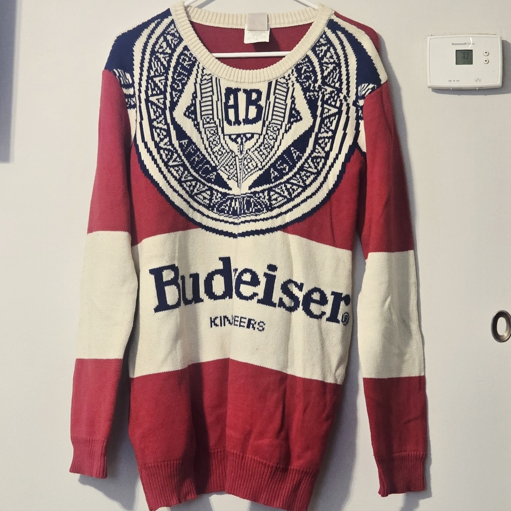 Budweiser Red and White Crewneck Sweater